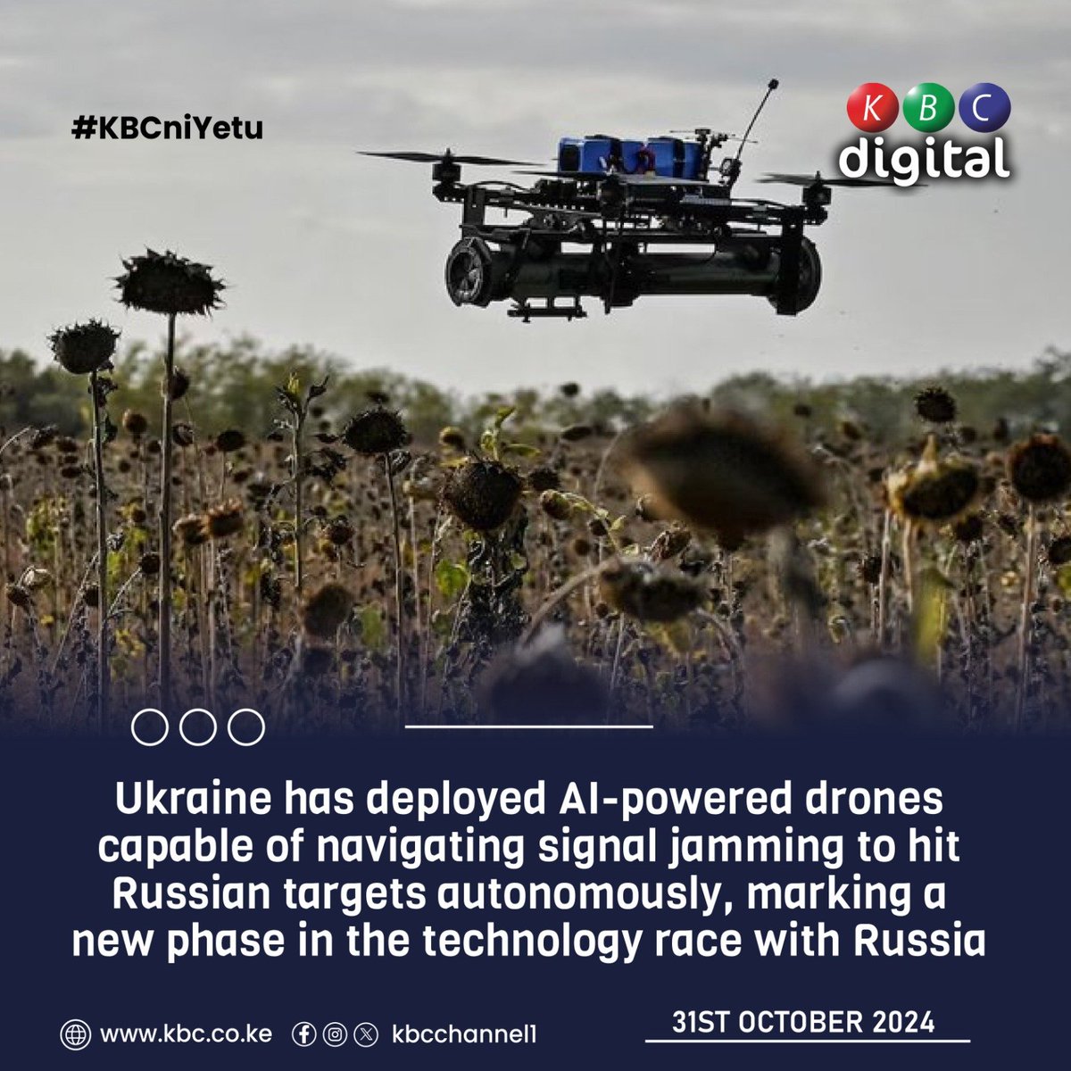 Ukraine has deployed AI-powered drones capable of navigating signal jamming to hit Russian targets autonomously, marking a new phase in the technology race with Russia.
#KBCniYetu^EM