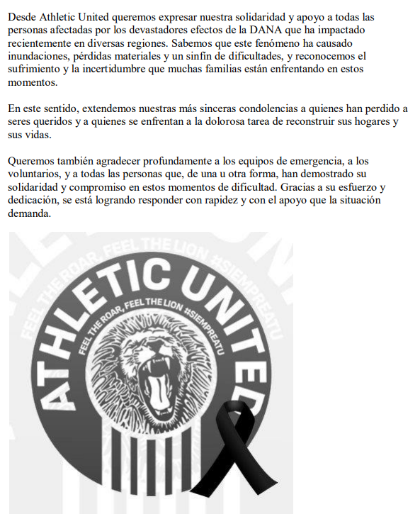 Comunicado de Apoyo a las Victimas de la DANA