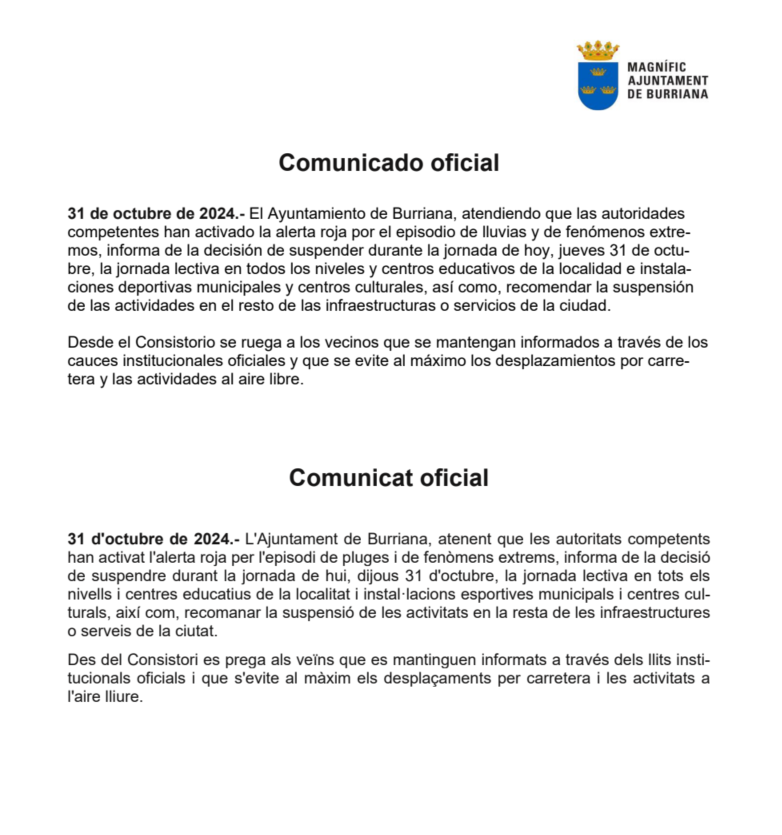 COMUNICADO OFICIAL: SUSPENSIÓN CLASES

🔗acortar.link/P6Rvgs