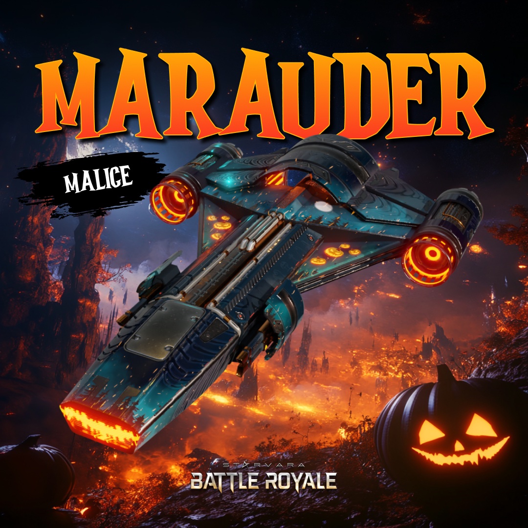 Get spooky with the Marauder, now rocking the Halloween-inspired Malice skin! 🎃🖤 
Embrace the thrill of battle in a whole new look and let the darkness lead the way. Ready to haunt the galaxy?

#Starvara #BattleRoyale #MobileGaming #DownloadNow