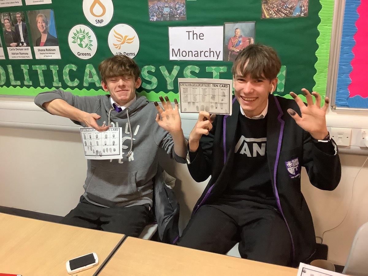 Our Criminology pupils have been learning about fingerprint analysis as part of their Crime Scenes Unit. They completed their own tenprint card and then identified the features of their own fingerprint patterns.