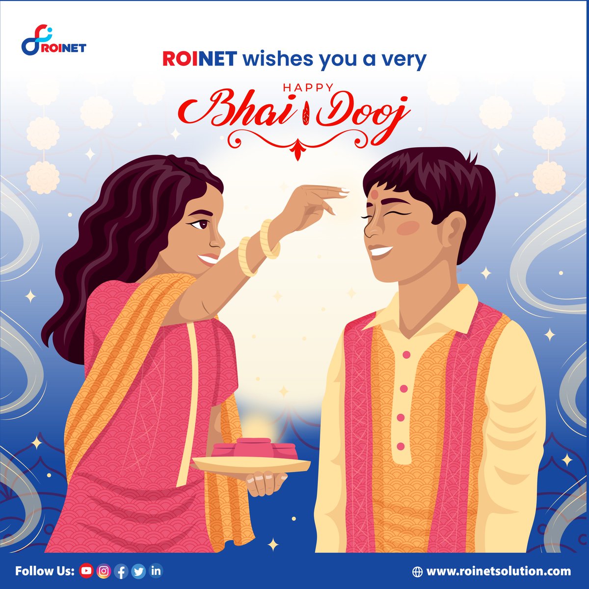 ROINET wishes you a very Happy Bhai Dooj! ✨👫

A special bond, a beautiful connection, and endless love between brothers and sisters.

Wishing you all love, protection, and joy on this beautiful occasion. 💫💖

#ROINET #HappyBhaiDooj #BhaiDooj2024 #SiblingLove #BrotherSisterBond