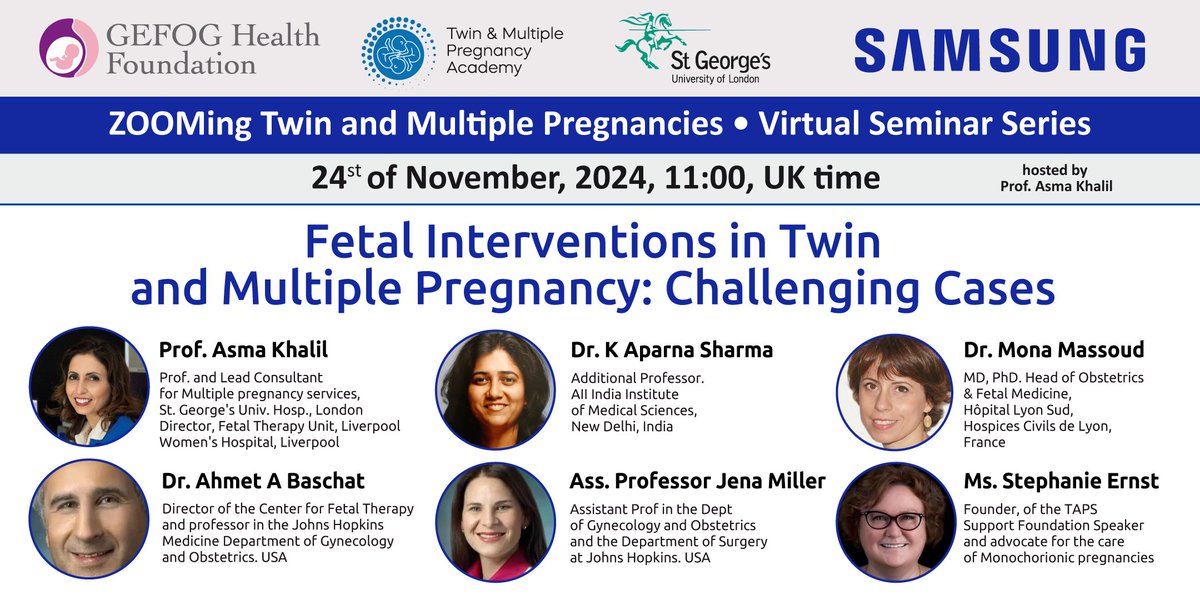 tapssupport's tweet photo. We’re pleased to announce that our founder Stephanie will be joining @ProfAsmaKhalil and other leading experts for the upcoming Fetal Interventions in Twin and Multiple Pregnancy: Challenging Cases webinar! Register here: https://t.co/VK4lJKbUKC
#TAPSSupport #MultipleBirths https://t.co/jNXs13DNKA