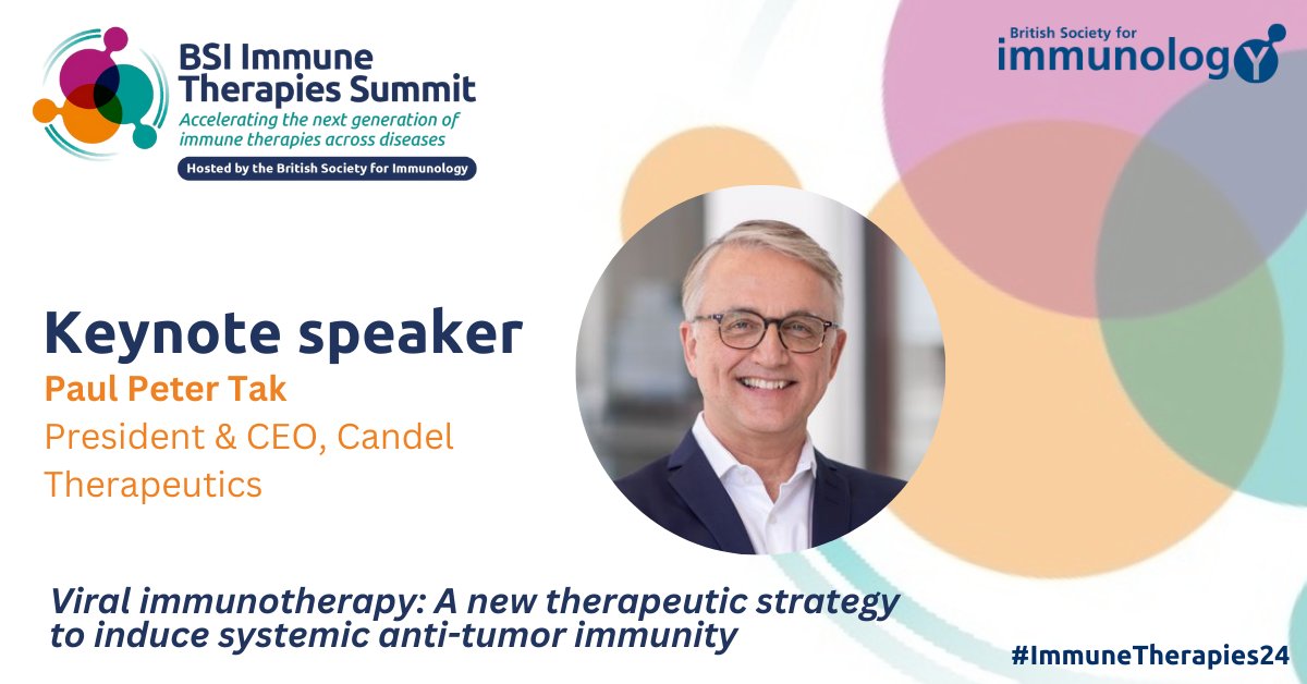 British Society for Immunology (@britsocimm) on Twitter photo LAST CHANCE to secure reduced registration fees for BSI #ImmuneTherapies24 ⏰
This event will bring together #clinical, academic and #industry thought leaders including keynote speaker Dr <a href="/paulpetertak/">Dr. Paul Peter Tak</a> 🌟
Don't miss out! Register TODAY (31 Oct) 🔗bit.ly/4eYp306 LAST CHANCE to secure reduced registration fees for BSI #ImmuneTherapies24 ⏰
This event will bring together #clinical, academic and #industry thought leaders including keynote speaker Dr <a href="/paulpetertak/">Dr. Paul Peter Tak</a> 🌟
Don't miss out! Register TODAY (31 Oct) 🔗bit.ly/4eYp306