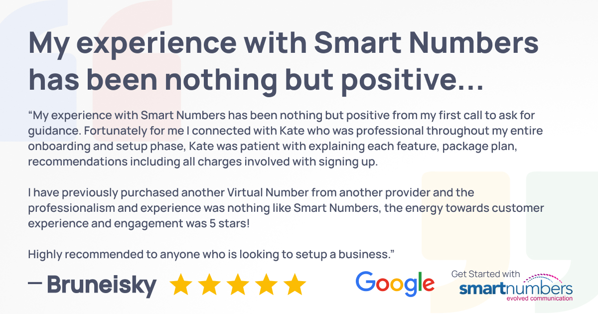 Smart_Numbers's tweet image. Bruneisky says: &quot;My experience with Smart Numbers has been nothing but positive from my first call, to ask for guidance...&quot;

Thank you, Bruneisky! We’re committed to providing exceptional service every time. 💬✨

#CustomerReview #SmartNumbers #ClientSupport