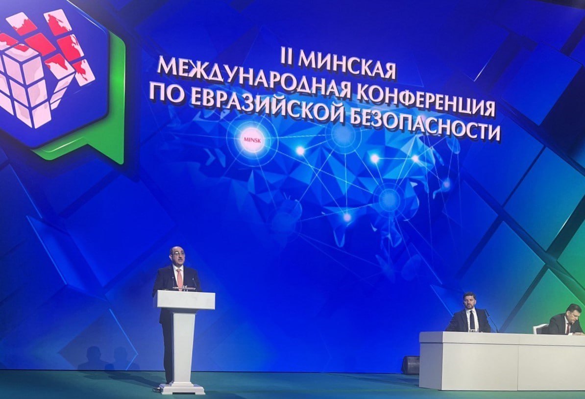 SANAEnOfficial's tweet photo. Foreign and Expatriates Minister #Bassam #Sabbagh participates in the opening session of the 2nd International #Conference on #Eurasian #Security in #Minsk, and delivers a speech during the high-level plenary session https://t.co/AszTcQUShj https://t.co/sNSCa5HzgO