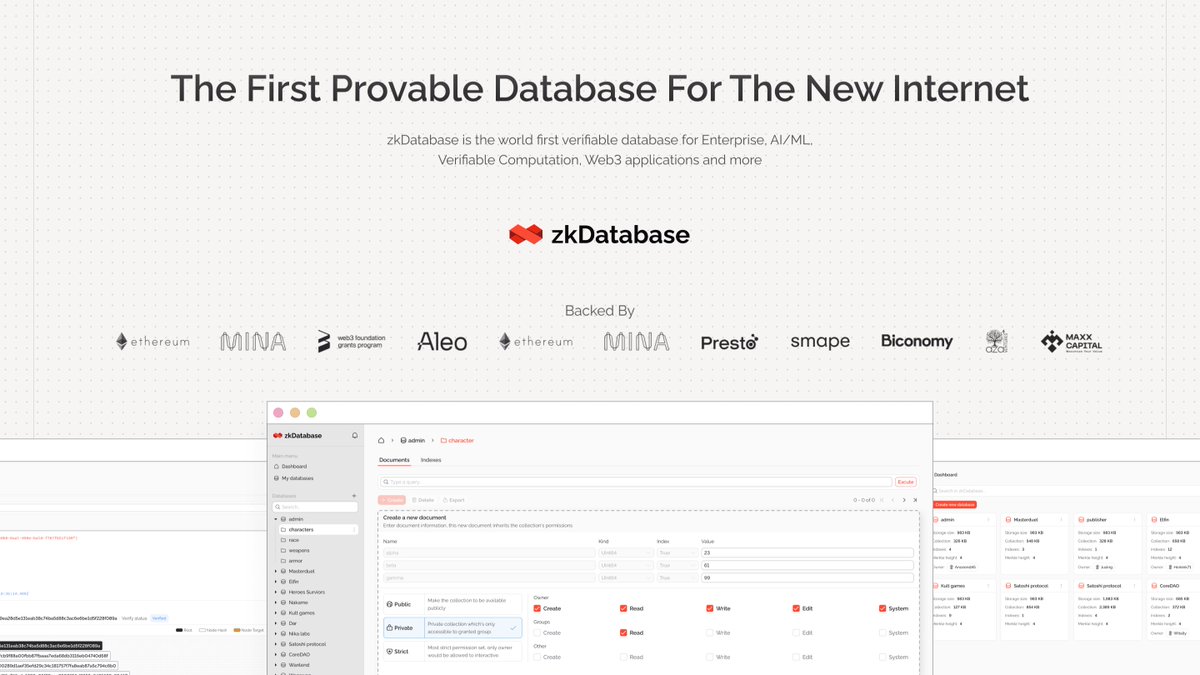 zkDatabase's tweet photo. 👀 Sneak peek! 👀
Our new website is almost ready to launch.
Get ready to dive into a user-friendly platform where your data is always #provable.
#zkDatabase #zkDBaaS #ZKP #ProvableDatabase https://t.co/5yu2P7kCjg