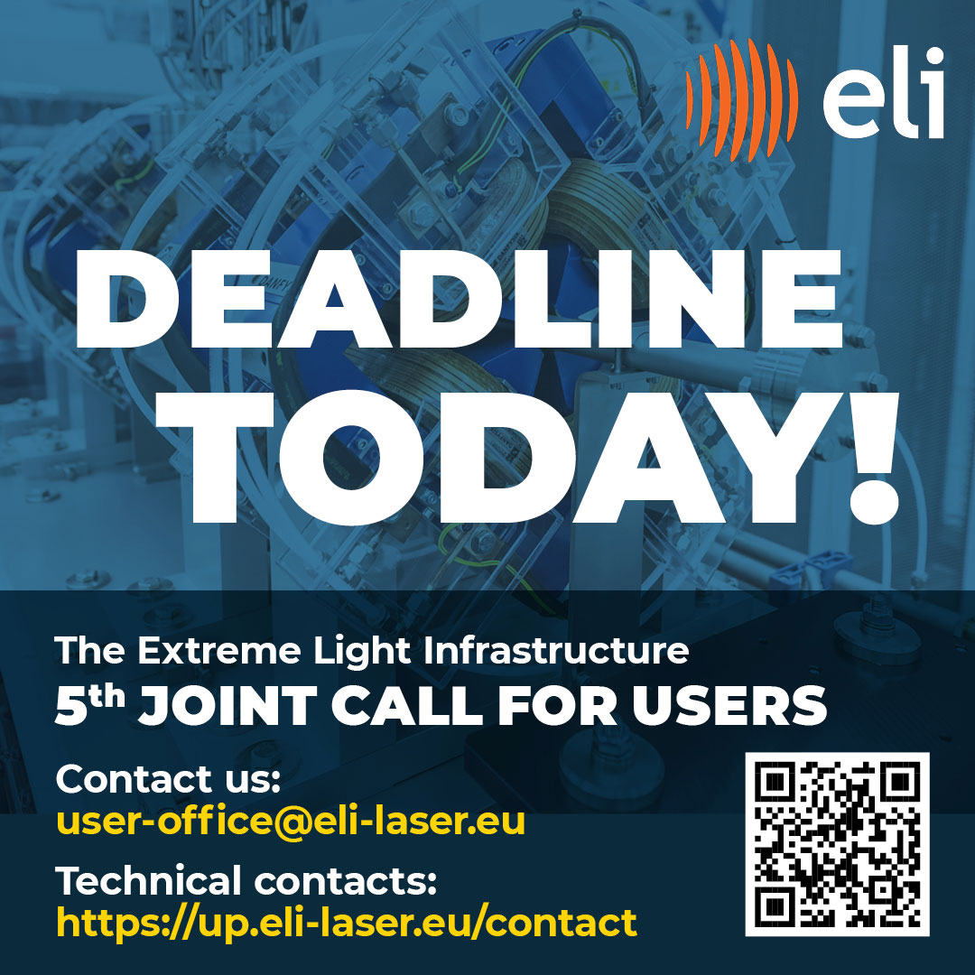 🕐It's time to put the final touches on your research #proposal and click the #submit button because the 5th <a href="/ELI_laser/">ELI</a> User Call is closing soon.
Visit the User Portal and take the final steps towards joining our User community🤞Good luck!
➡️bit.ly/4gAsOux