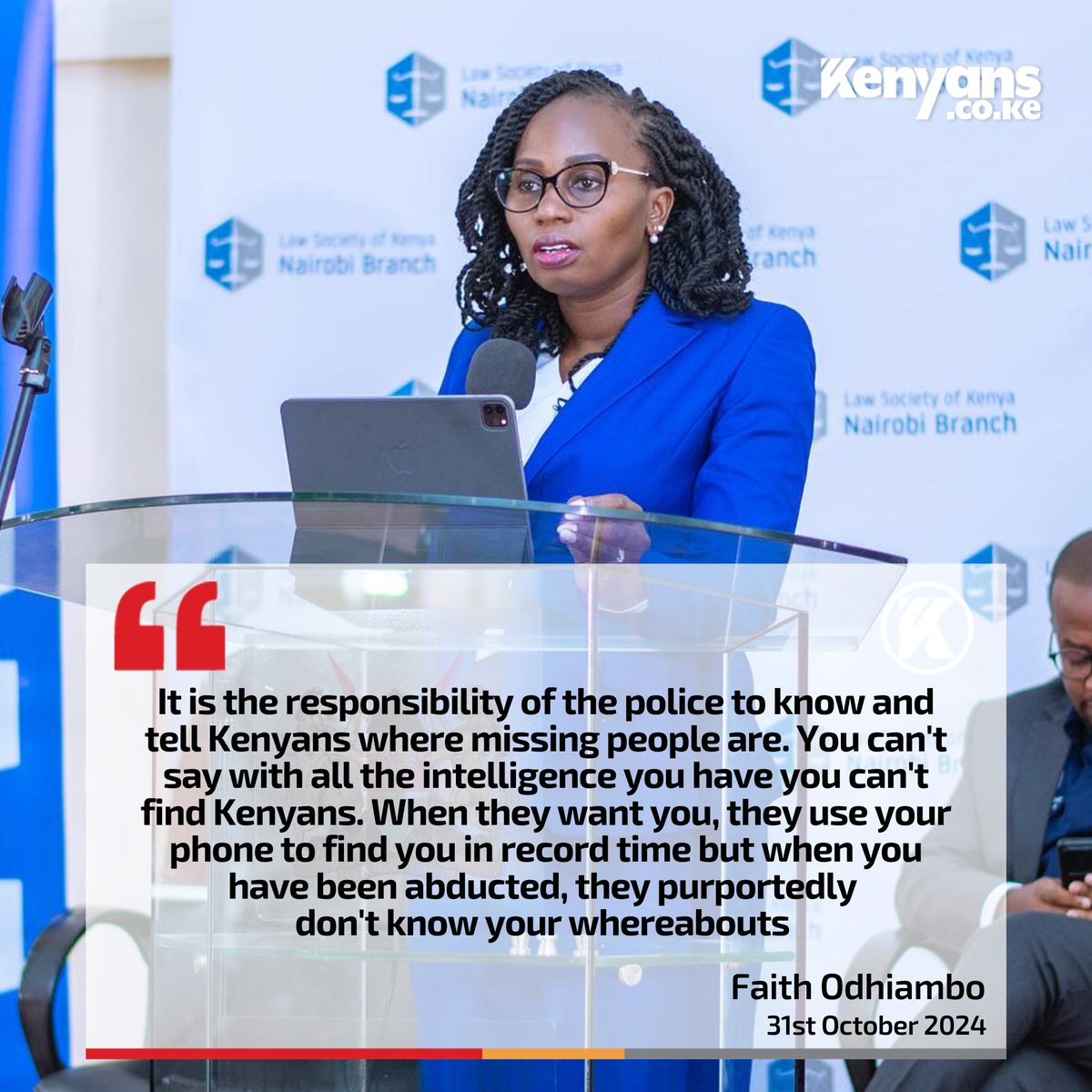 Kenyans's tweet photo. It is the responsibility of the police to know and tell Kenyans where the missing people are - Faith Odhiambo https://t.co/kaFwjFQ6w5
