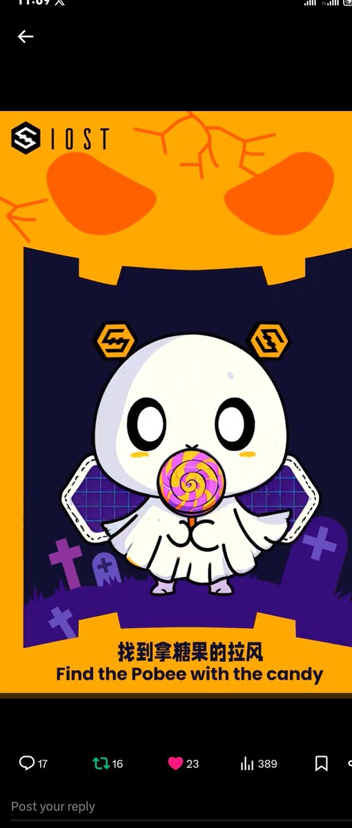 hanjfa2's tweet photo. @IOST_CN Poobe Halloween candy found 💯💯🍭🍭🍭🥰🐝🐝🐝
Happy Halloween
#IOST #Pobee @IOST_Official https://t.co/RG127bAQB4