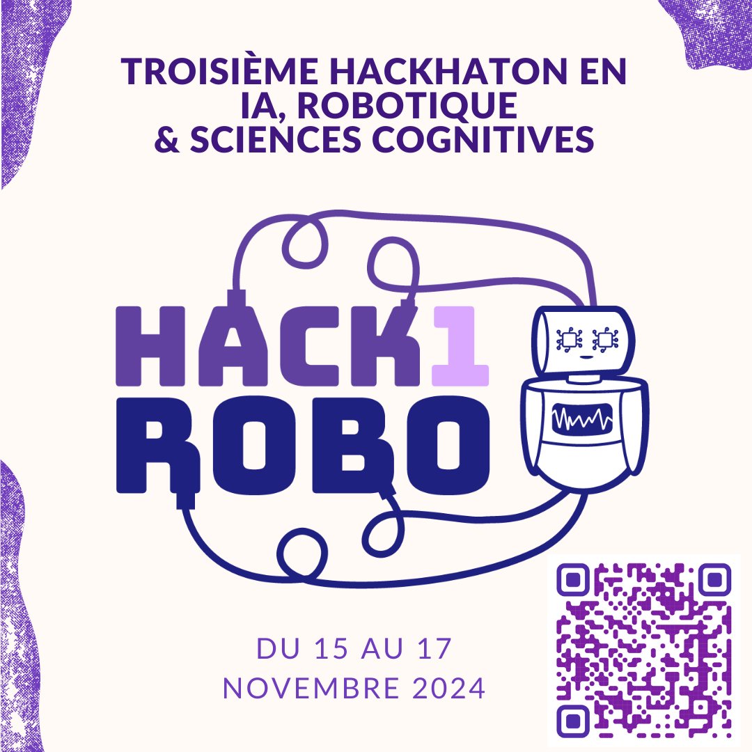 Xavier Hinaut (@neuronalx) on Twitter photo J-6 pour s'inscrire au #hackathon Hack1robo ! 🚀
Choisi ton challenge parmi 8 projets sur les thèmes #IA #robot #sciencescognitives
sites.google.com/view/hack1robo…
Encore 25 places !
Inscriptions ➡️ helloasso.com/associations/a…
<a href="/Inria/">Inria</a> <a href="/Neuro_Bordeaux/">Bordeaux Neurocampus</a> <a href="/Bordeaux/">Bordeaux</a> <a href="/aquinum/">Tien Vu</a> <a href="/univbordeaux/">Université de Bordeaux</a> J-6 pour s'inscrire au #hackathon Hack1robo ! 🚀
Choisi ton challenge parmi 8 projets sur les thèmes #IA #robot #sciencescognitives
sites.google.com/view/hack1robo…
Encore 25 places !
Inscriptions ➡️ helloasso.com/associations/a…
<a href="/Inria/">Inria</a> <a href="/Neuro_Bordeaux/">Bordeaux Neurocampus</a> <a href="/Bordeaux/">Bordeaux</a> <a href="/aquinum/">Tien Vu</a> <a href="/univbordeaux/">Université de Bordeaux</a>