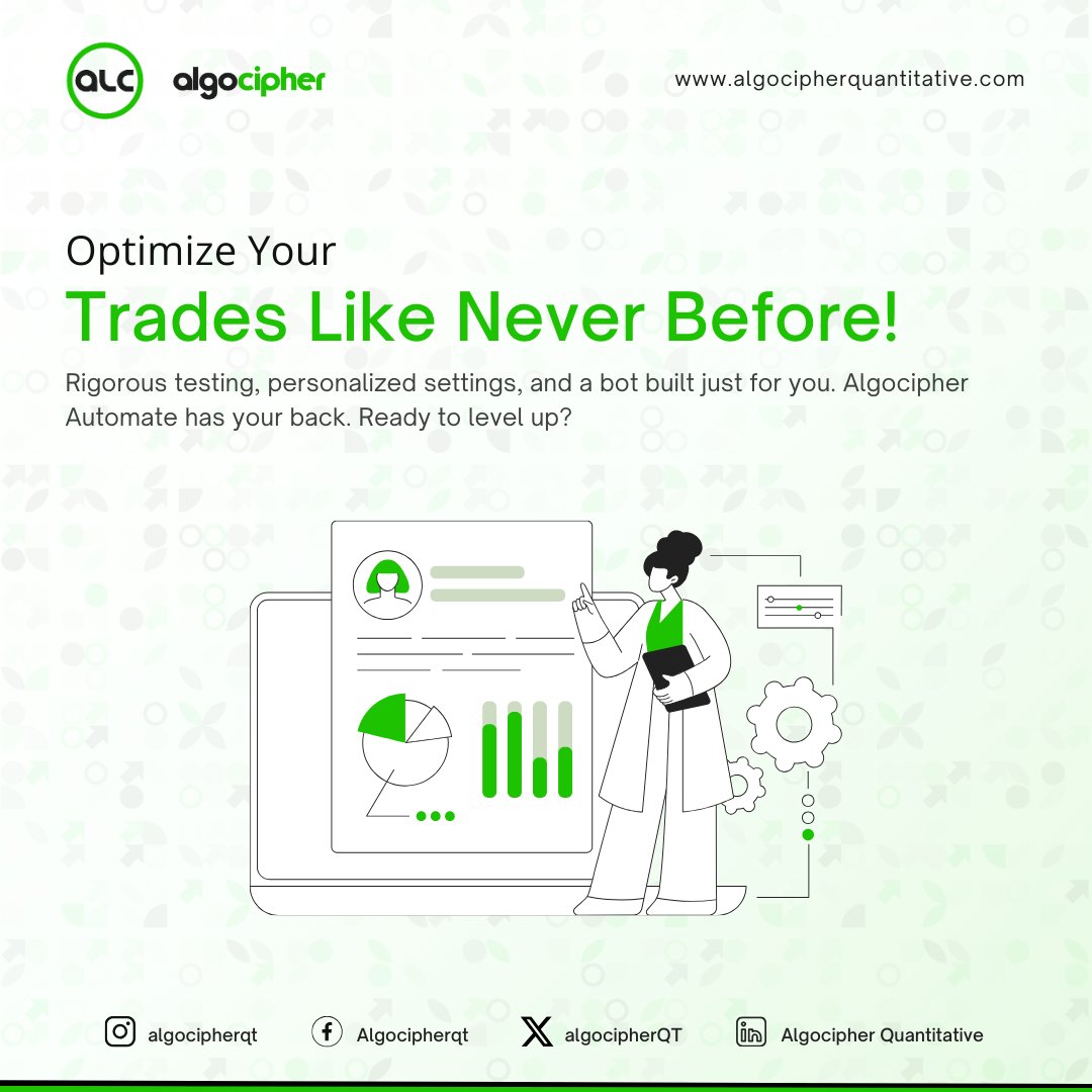 algocipherQT's tweet image. Optimize Your Trades Like Never Before!   

Rigorous testing, personalized settings, and a bot built just for you. Algocipher Automate has your back. 

 #algocipherquantitative #thealgocipheradvantage #tradingautomation #FutureOfTrading #NoMoreManual #AutomatedTrading