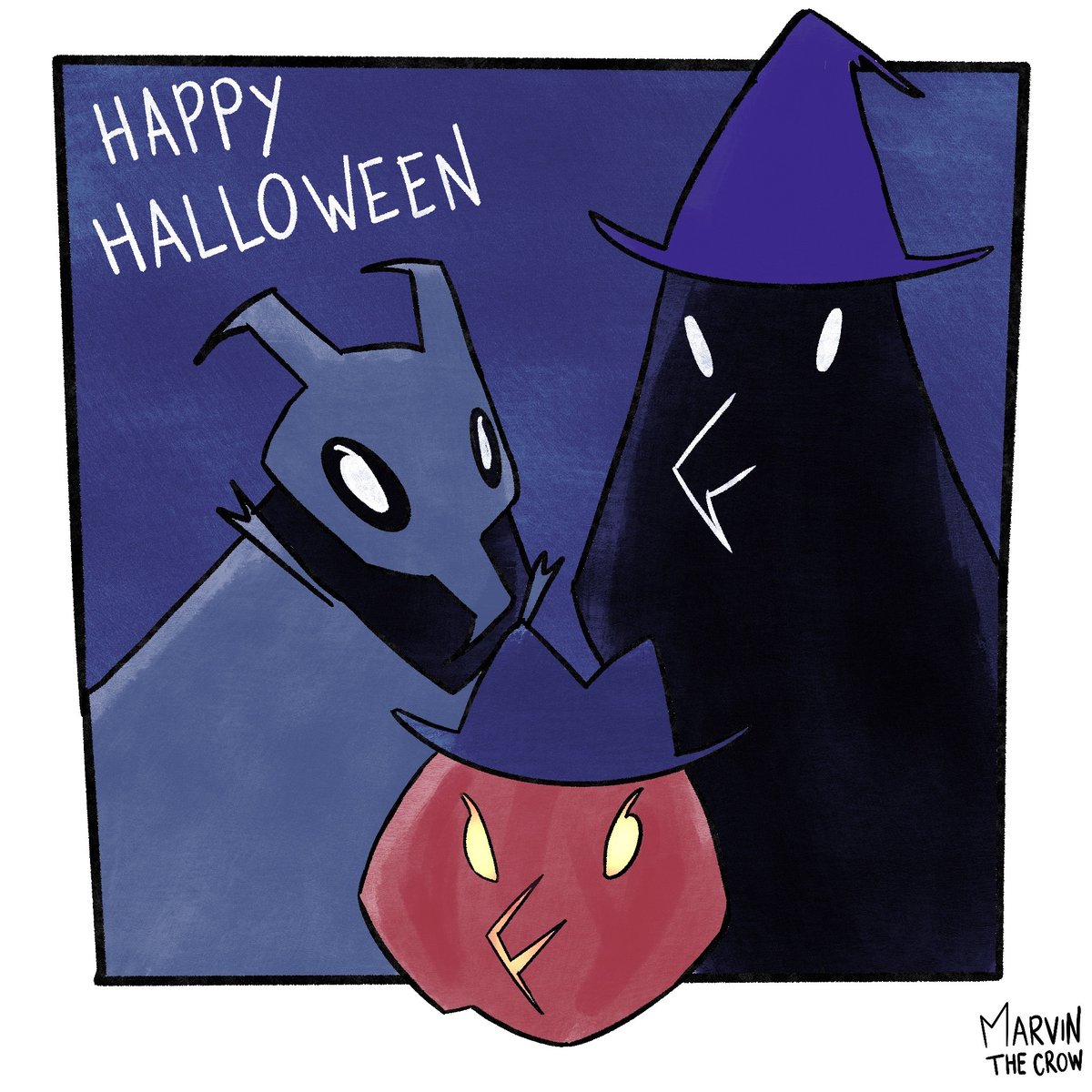 marvinthecrow's tweet photo. #Crowtober2024 Day 31 - Halloween 
They carved the spookiest pumpkin and they wish you a happy Halloween!! https://t.co/oHmspRfWoO