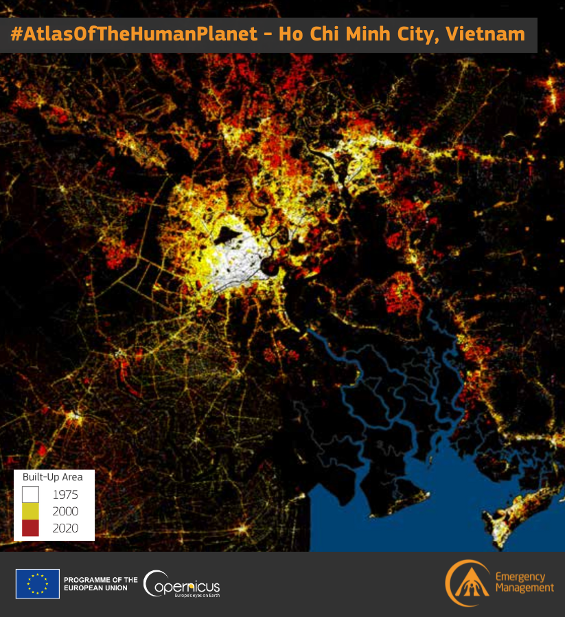 The answer is... Ho Chi Minh City in #Vietnam 🇻🇳

The city has grown from 2.5 million in 1975 to quadruple its size over 45 years

Read the #AtlasOfTheHumanPlanet for more information👇
joint-research-centre.ec.europa.eu/jrc-news-and-u…