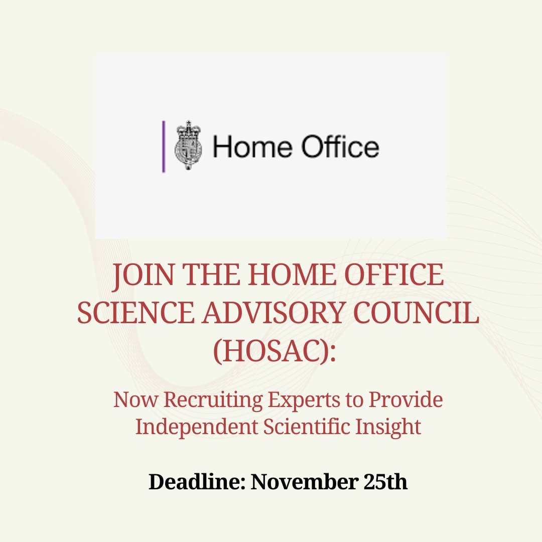 opportunitiesfy's tweet image. 🚀 Join the Home Office Science Advisory Council! 🚀

HOSAC is seeking experts to provide independent scientific advice that shapes UK policy. Apply now!

🔗 Learn More &amp;amp; Apply: wp.me/p23f03-bt2

#HOSAC #ScienceAdvisory #UKScience