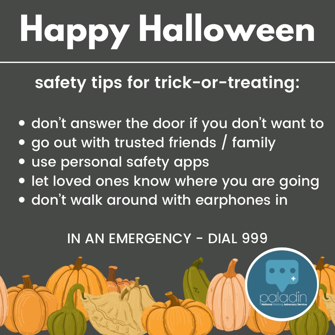 🎃👻 happy halloween! 👻🎃

if you’re going to be celebrating halloween tonight, here are some safety tips to ensure you can enjoy yourself whilst being safe

#happyhalloween #halloween #stalking #stalkingawareness #advocacy