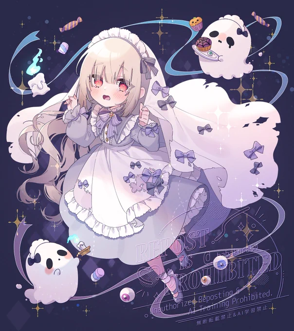 シーツおばけメイドさん#HappyHalloween #ハロウィンイラスト2024 