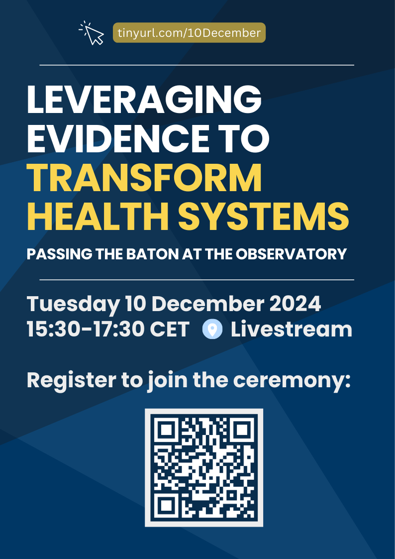 European Observatory on Health Systems & Policies (@obshealth) on Twitter photo 💫 Join us for an online symposium marking the appointment of our new director, Ewout van Ginneken, who will take office in January 2025.
Speakers will address the importance of leveraging evidence & <a href="/OBShealth/">European Observatory on Health Systems & Policies</a>'s mission to help transform health systems: tinyurl.com/OBS10December 💫 Join us for an online symposium marking the appointment of our new director, Ewout van Ginneken, who will take office in January 2025.
Speakers will address the importance of leveraging evidence & <a href="/OBShealth/">European Observatory on Health Systems & Policies</a>'s mission to help transform health systems: tinyurl.com/OBS10December