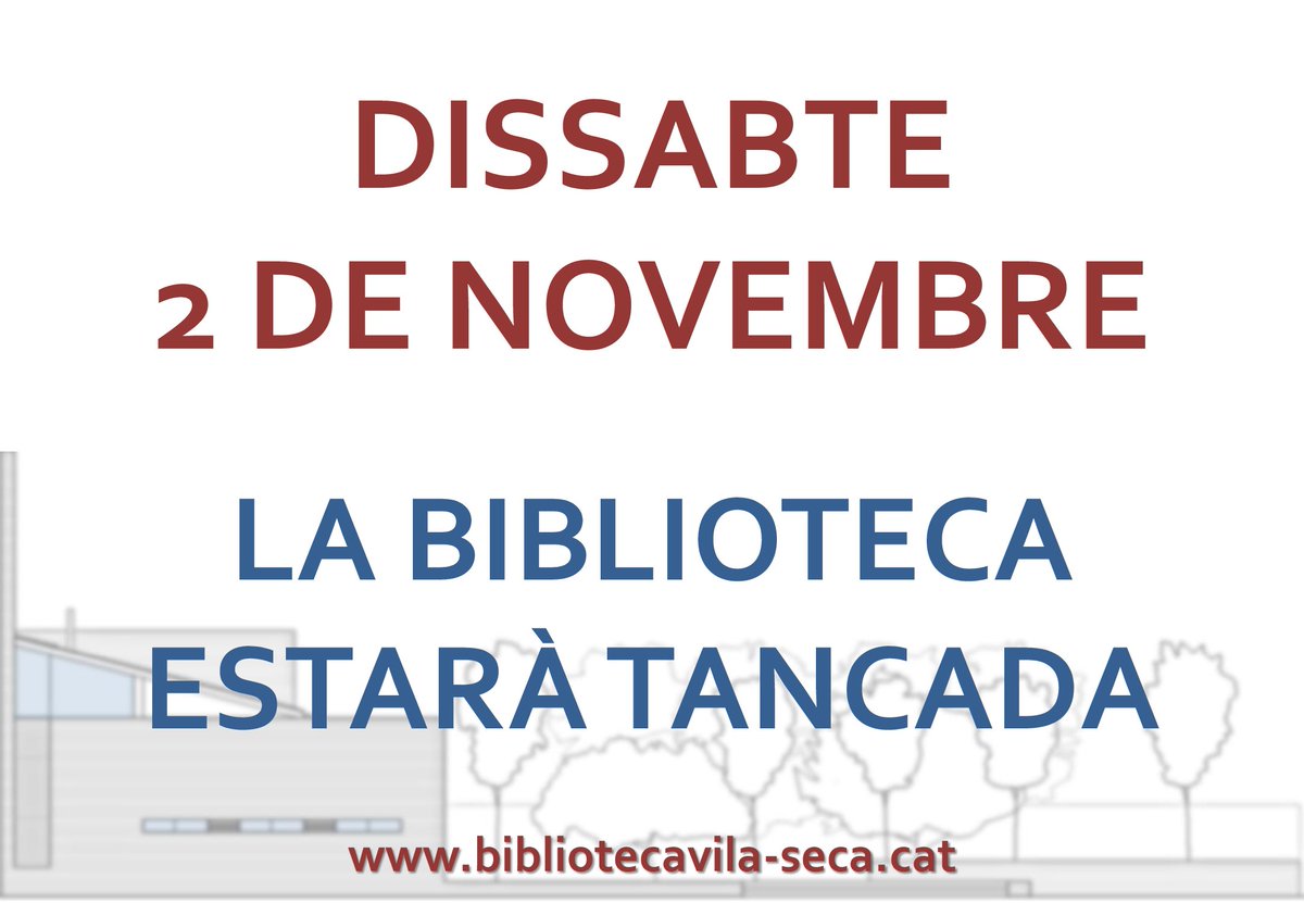 Aquest dissabte la Biblioteca estarà tancada.