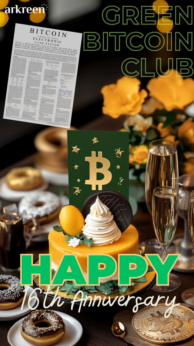 Happy 16th anniversary, #Bitcoin white paper bitcoin.org/bitcoin.pdf! The revolution grows stronger, now driving toward a sustainable future with #GreenBitcoin! greenbtc.club 🌍

#DePIN #DeGEN #ReFi #GreenBTC $AKRE
