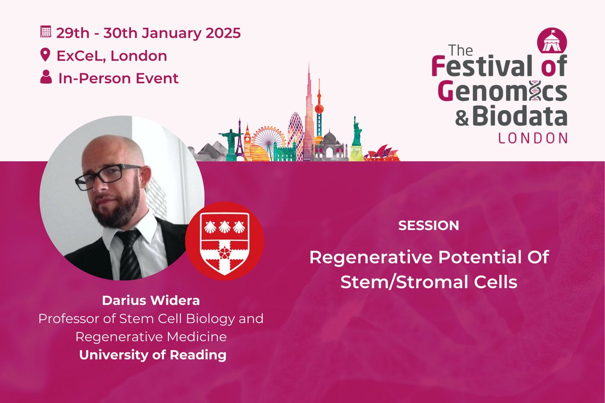 Front Line Genomics (@flgenomics) on Twitter photo Join us in welcoming <a href="/Darius_Widera/">Darius Widera</a> (Professor of Stem Cell Biology and Regenerative Medicine, University of Reading) to #FOG2025, where he’ll be presenting a talk on the regenerative potential of stem and stromal cells. Register now: hubs.la/Q02VPRl_0 Join us in welcoming <a href="/Darius_Widera/">Darius Widera</a> (Professor of Stem Cell Biology and Regenerative Medicine, University of Reading) to #FOG2025, where he’ll be presenting a talk on the regenerative potential of stem and stromal cells. Register now: hubs.la/Q02VPRl_0