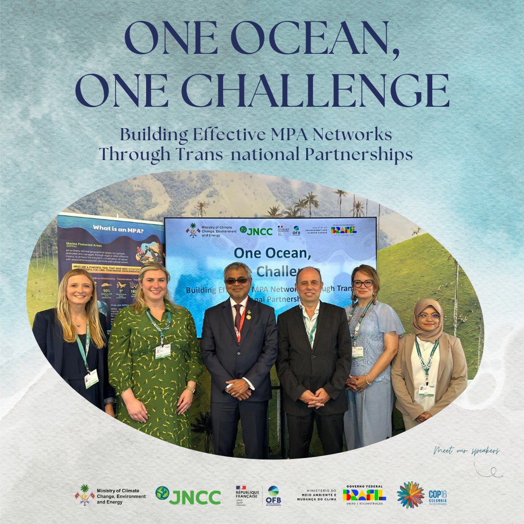 pcamaldives's tweet photo. Experiences and lessons learnt in exploring  approaches in contributing to the 30by30 were shared by countries at the #CBDCOP16 side event, co-hosted by the Government of Maldives @moemv and @JNCC_UK. 
@UKinMaldives @OFBiodiversite  @mmeioambiente
#1Ocean1Challenge #Cali #COP16 https://t.co/TYb7RtvsYv
