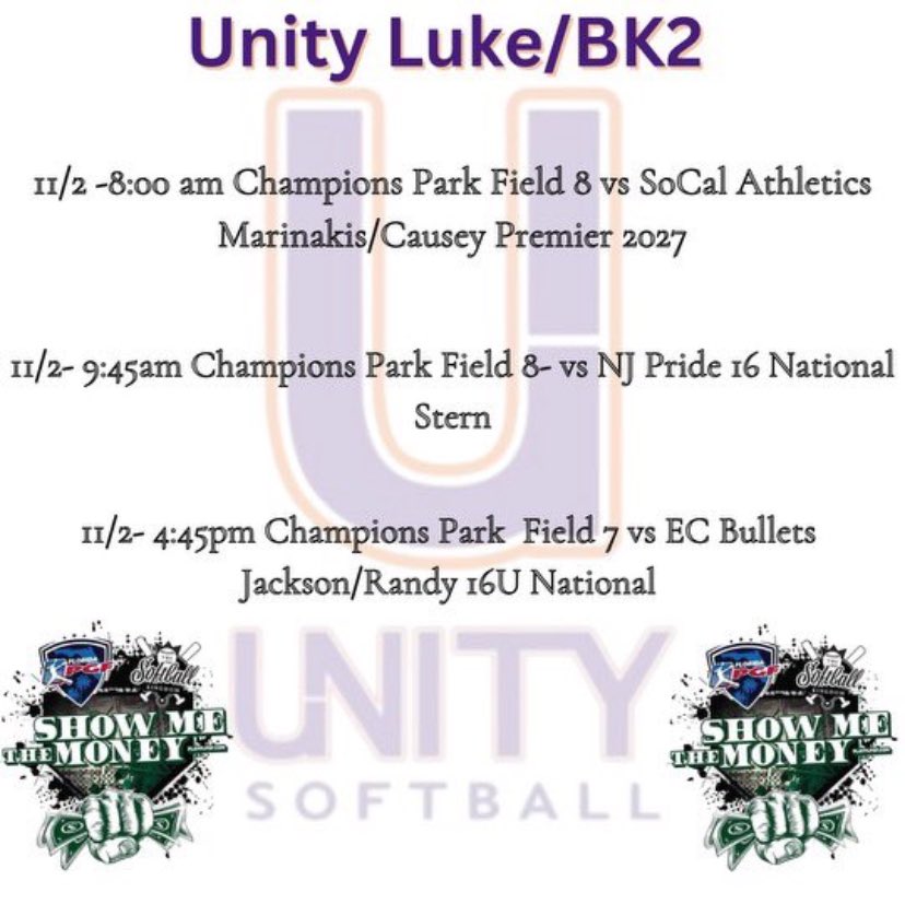 Unity Luke 26/27 (@unityluke2627) on Twitter photo Show Me the Money!! Come check us out! We are loaded with top level athletes! 💪💪. <a href="/VAUnitySB/">Unity Softball</a> <a href="/USFSoftball/">USF Softball</a> <a href="/FGCU_Softball/">FGCU Softball</a> <a href="/StetsonSoftball/">Stetson Softball</a> <a href="/GatorsSB/">Gators Softball</a> <a href="/SaintLeoSB/">Saint Leo Softball</a> <a href="/BarryUSoftball/">Barry University Softball</a> <a href="/RollinsSoftball/">Rollins College Softball</a> <a href="/SoftballDown/">Down South Softball</a> <a href="/DukeSOFTBALL/">Duke Softball</a> <a href="/GatorsSB/">Gators Softball</a> <a href="/ExtraInningSB/">EXTRA INNING SOFTBALL</a> <a href="/CoachJordanSB/">Jordan Clark</a> Show Me the Money!! Come check us out! We are loaded with top level athletes! 💪💪. <a href="/VAUnitySB/">Unity Softball</a> <a href="/USFSoftball/">USF Softball</a> <a href="/FGCU_Softball/">FGCU Softball</a> <a href="/StetsonSoftball/">Stetson Softball</a> <a href="/GatorsSB/">Gators Softball</a> <a href="/SaintLeoSB/">Saint Leo Softball</a> <a href="/BarryUSoftball/">Barry University Softball</a> <a href="/RollinsSoftball/">Rollins College Softball</a> <a href="/SoftballDown/">Down South Softball</a> <a href="/DukeSOFTBALL/">Duke Softball</a> <a href="/GatorsSB/">Gators Softball</a> <a href="/ExtraInningSB/">EXTRA INNING SOFTBALL</a> <a href="/CoachJordanSB/">Jordan Clark</a>