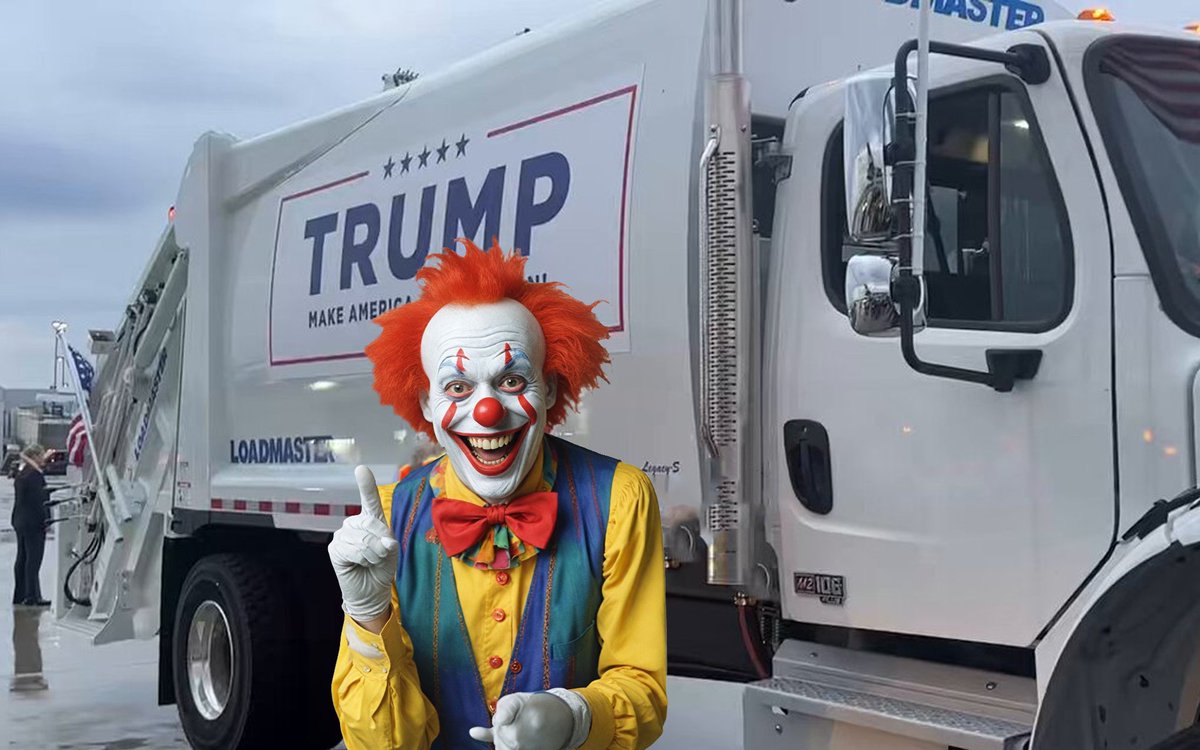From the genius political minds who thought it would be fun to recreate an iconic Nazi rally at Madison Square Garden one week before the election comes their most brilliant idea yet: “Let’s put our candidate’s name on a garbage truck!”