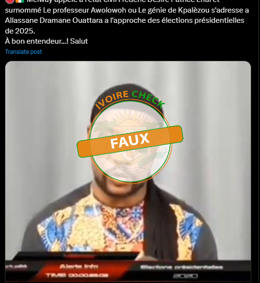 🛑FAUX:L’artiste Meiway ne s’est pas prononcé sur la prétendue candidature du président  Alassane Ouattara pour les élections présidentielle d’octobre 2025 . Lire 👇 ivoirecheck.com/fauxlartiste-m…
