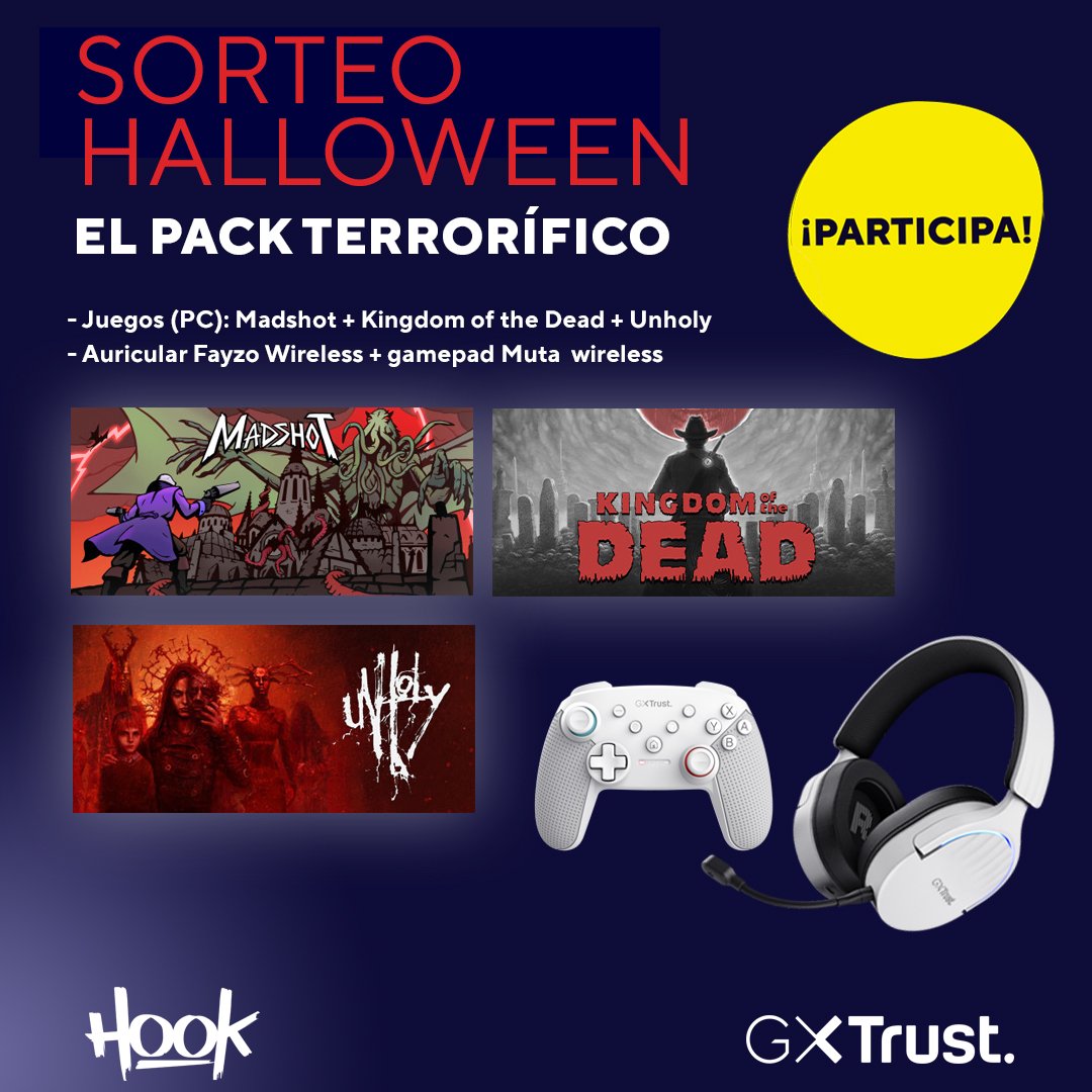Trust_Spain's tweet photo. #SORTEO HALLOWEEN para que lo pases… ¡de miedo! 🪦👻💀¡Gana este pack terrorífico! 🪦👻💀
Requisitos:
🎃 Sigue a @Trust_Spain y @HOOKcrew
🎃 RT a este post
🎃 Menciona a dos amigos https://t.co/QVWGnZl57R