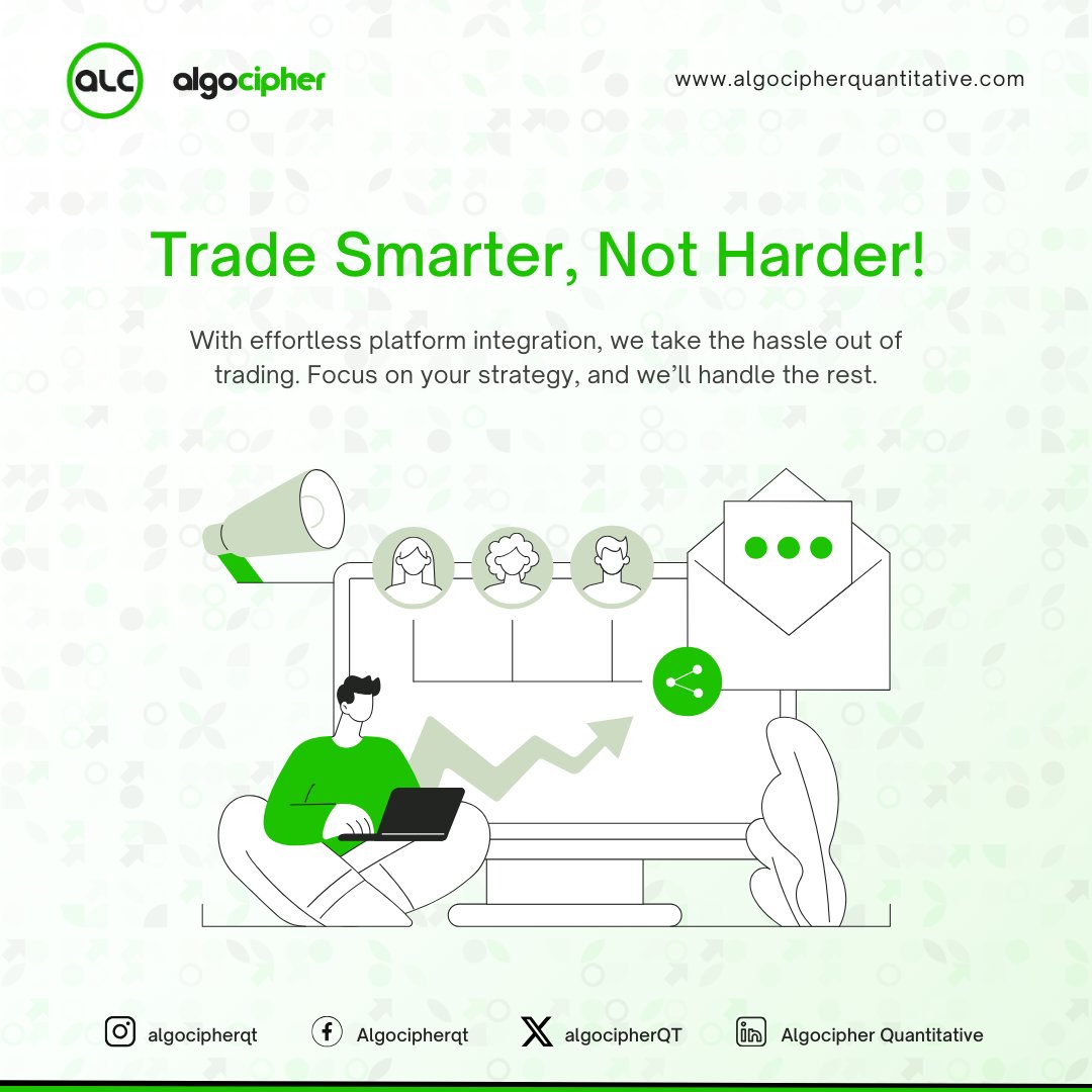 algocipherQT's tweet image. Trade Smarter, Not Harder!   

With effortless platform integration, we take the hassle out of trading. Focus on your strategy, and we’ll handle the rest.  

#algocipherquantitative #thealgocipheradvantage #tradingautomation #FutureOfTrading #NoMoreManual #AutomatedTrading