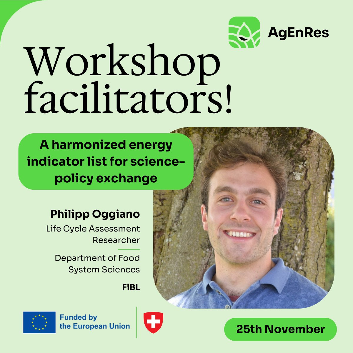 🎙️ Meet Philipp Oggiano 🎙️

Philipp, from <a href="/fiblorg/">FiBL</a>, will lead this session on indicators for policy evaluation in agri-energy at the #AgEnRes Workshop. Don’t miss it!

📅 Nov 25, 1-2:30 PM

🔗 Register: agenres.eu/events/12

#EUAgriculture #Policymaking #Farming