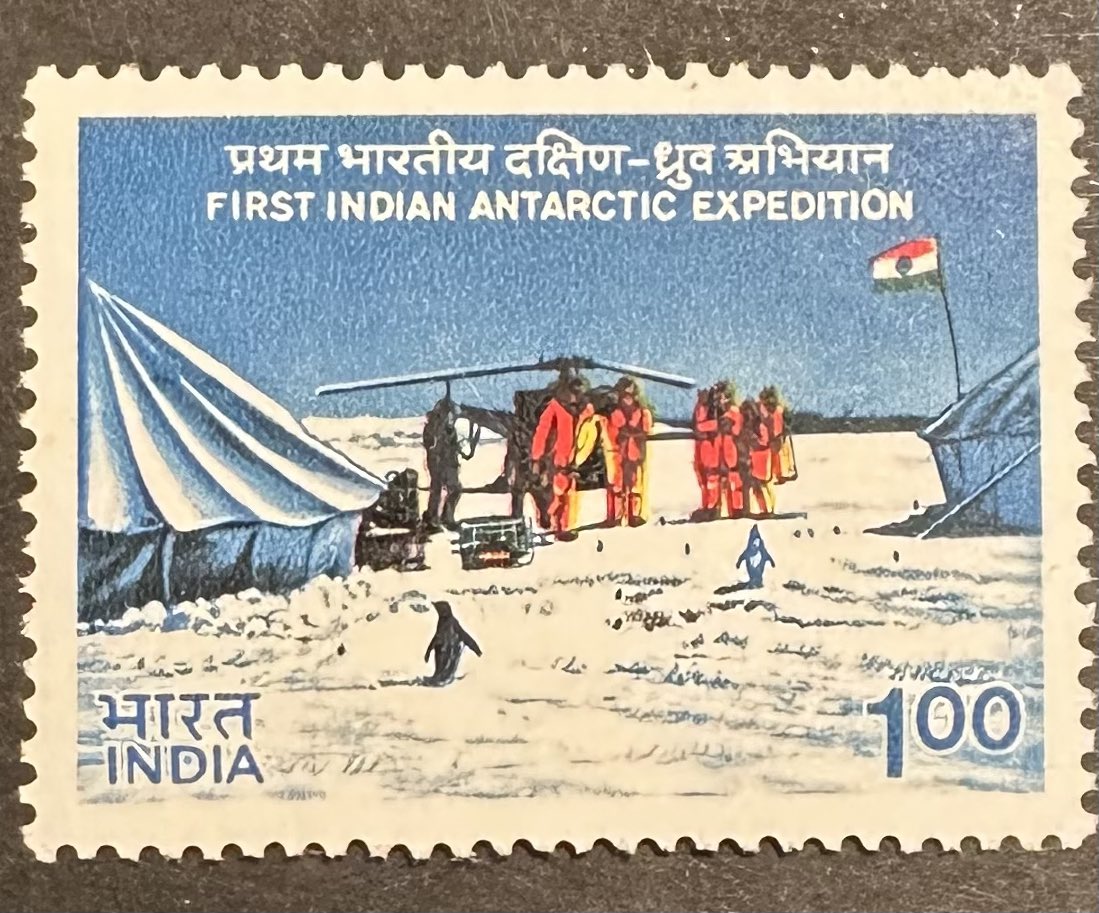 kishoreyala's tweet photo. Today’s India stamp is the stamp issued in 1983 recognizing the first Indian expedition to Antarctica.

#philately 
#stampcollecting 
#IndiaPost 
#Commonwealth
#postalmuseum 
#APS_stamps
#TheRPSL
#IndiaSCPhil
 #postalmuseumsi https://t.co/3Bl0xv7L27
