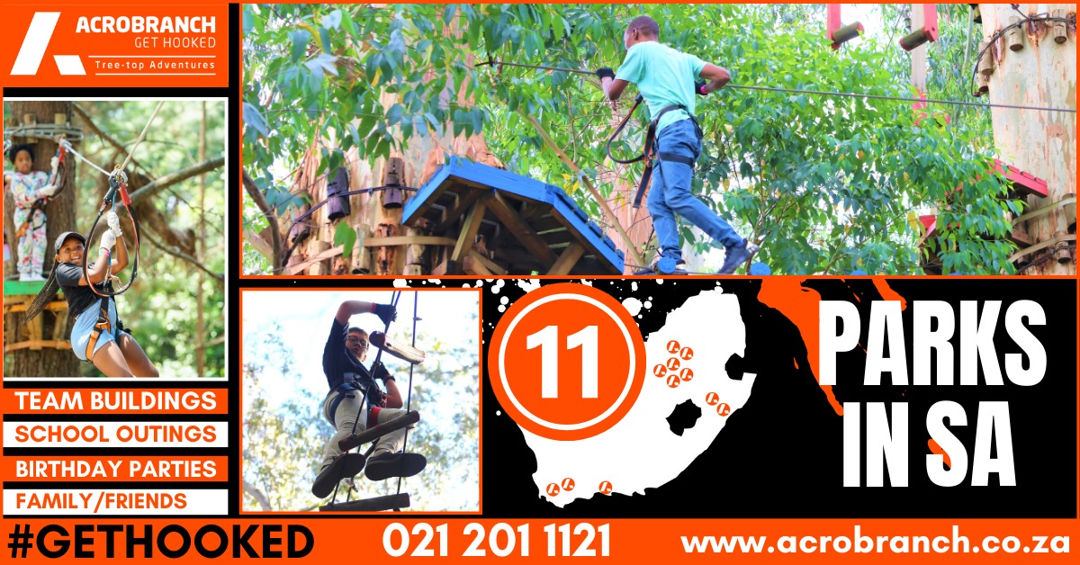 🌲 Experience Acrobranch! 🌲
Test your strength, wits, balance &amp; more with family, friends, or colleagues!✨
📍 11 Parks Nationwide – Gauteng | Western Cape | KZN

📞 021 201 1121 🌐 acrobranch.co.za
Ages 3+ | ⭐ Safe &amp; Secure ⭐ #GETHOOKED
#acrobranch #adventures