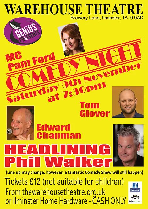 Last few remaining tickets left for our comedy night next Saturday at the Warehouse Theatre in Ilminster. seaty.co.uk/comedy2411
