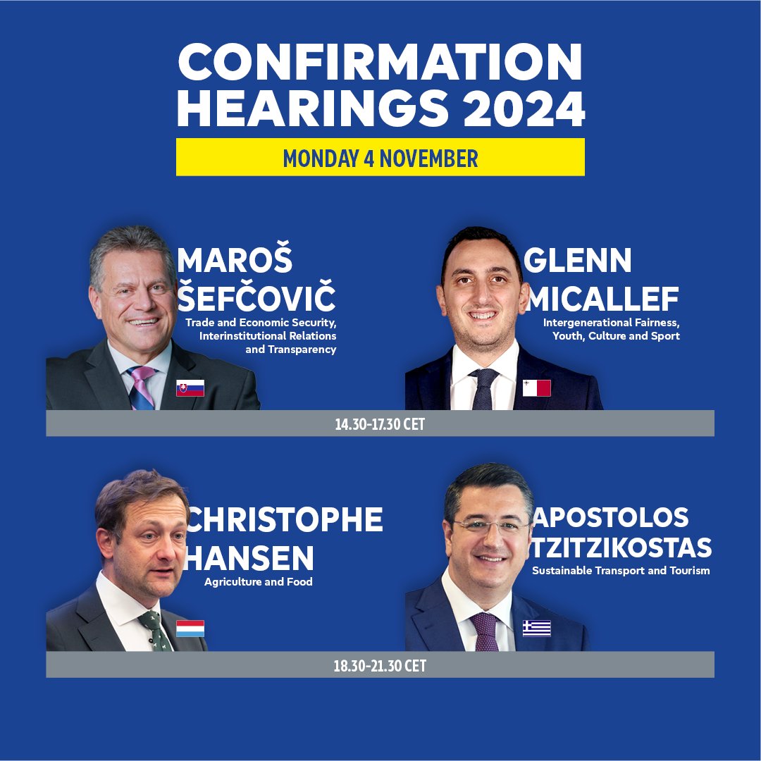 Starting this afternoon, Parliament is launching a series of hearings to question candidates for  the new European Commission about their suitability to help run the EU’s executive body.

For more information, including  streaming links, visit: europa.eu/!N3WGbP