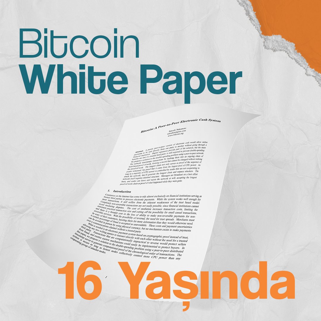 satoshicomtr's tweet image. 🎉#BitcoinWhitePaper 16 Yaşında!
