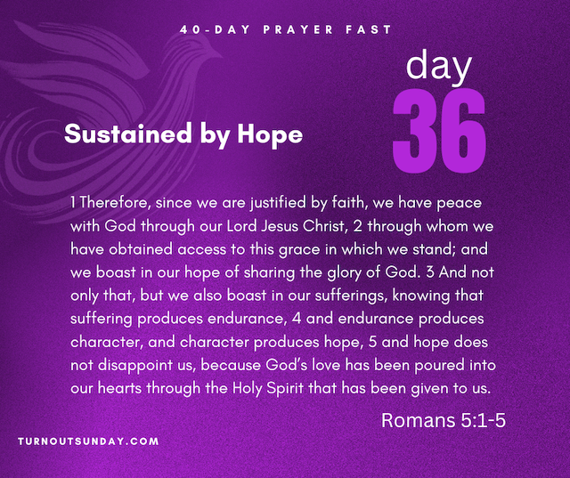 williamsskinner's tweet photo. Day 36 - Sustained by Hope | Romans 5:1-5
Visit https://t.co/wgYY7mSiWT to download the Prayer Guide and join us in prayer for our Nation. #PrayFastVote #40DayPrayerFast2024 https://t.co/BC62CcTATs