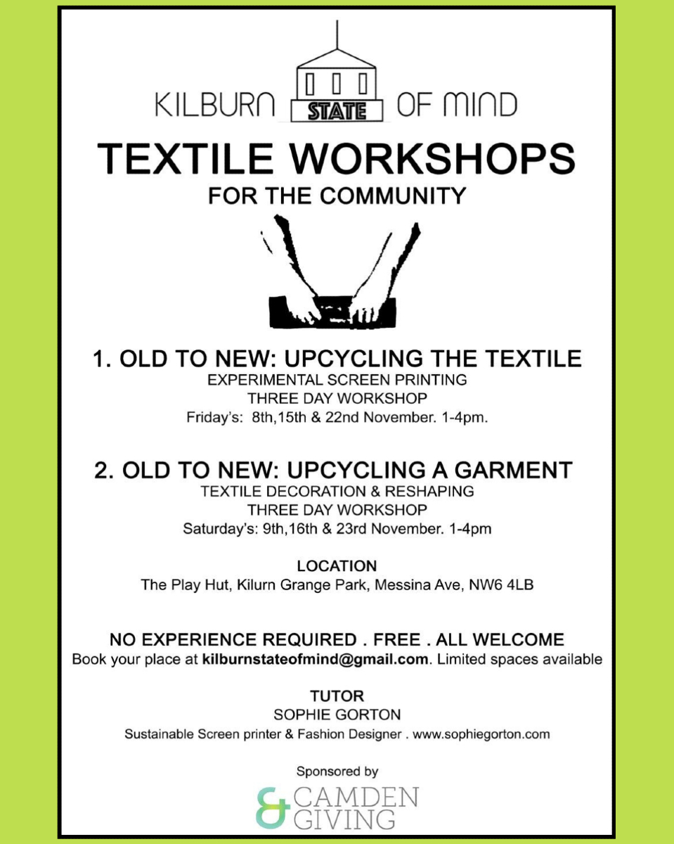 🌟 FREE Textile Upcycling Workshops! 👕

Transform old fabrics &amp; garments with Sophie Gorton at The Play Hut 🎨 No experience needed – just bring your creativity! Limited spots available, book now!

#FreeWorkshop #Upcycling #SustainableFashion #Kilburn