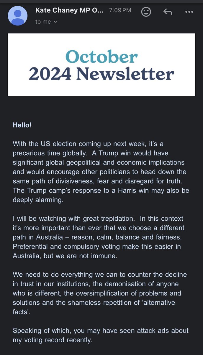 margokingston1's tweet photo. The indispensable @ChaneyforCurtin’s newsletter on the US election and how we can help protect OUR democracy .
#CurtinVotes
#IndependentsDay https://t.co/lDWwjD9Jyf