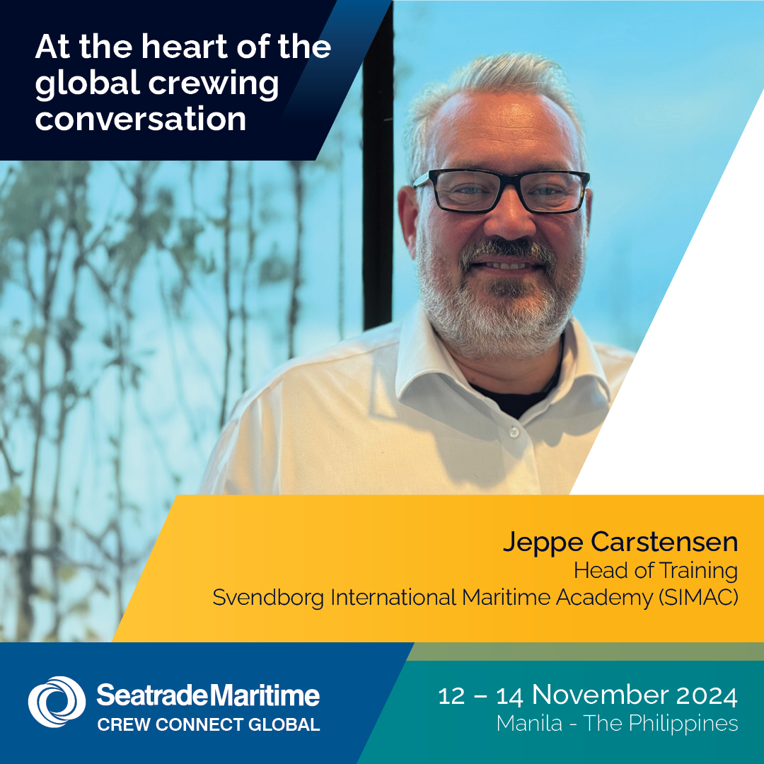 Seatrade's tweet photo. We are excited to announce Jeppe Carstensen, Head of Training at SIMAC - Svendborg International Maritime Academy (SIMAC), as a speaker at next month’s #CrewConnectGlobal conference and networking event.
👉 Explore this session: https://t.co/qnxunNj9Cz
#Crewing #Seafarer https://t.co/sx8icqpyhd