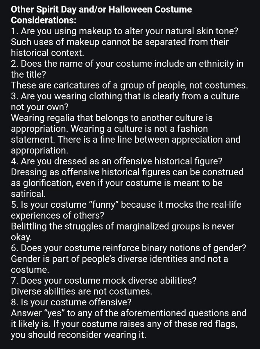 NotaliaMateo's tweet image. Spirit day?

No, just Halloween thanks.

Here's an email from my kid's school to ensure your perpetually offended kid isn't offended.

What an embarassing time this is.