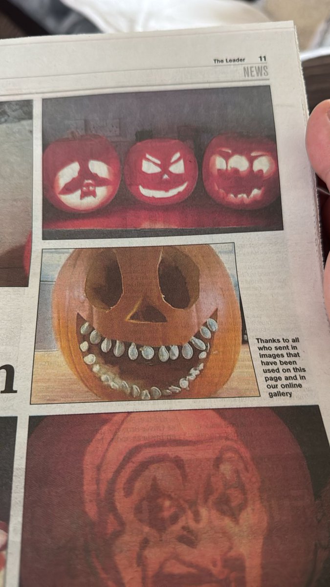 Our Halloween pumpkins 🎃 have made it into the local newspaper 😆 (top picture) xx