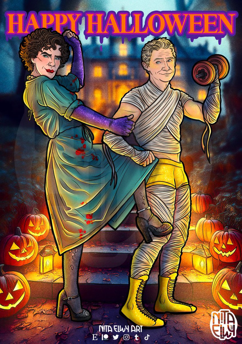🎃HAPPY HALLOWEEN🎃
My favourite month sadly ends today and I’ve watched as many old classics as I could, from beetlejucie to the Rocky Horror Picture Show. And the boys go back to Molly’s famous Halloween party as Frank’n’Further and Rocky
#johnlock #sherlock #johnlockhalloween