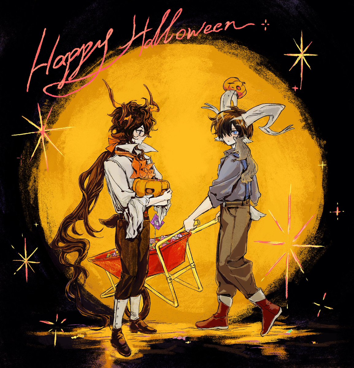 afanfanf's tweet photo. 帮爷爷运送糖果的路上遇到了扮成乌提卡伯爵的小孩✨🎃 https://t.co/qyOQUfarpV