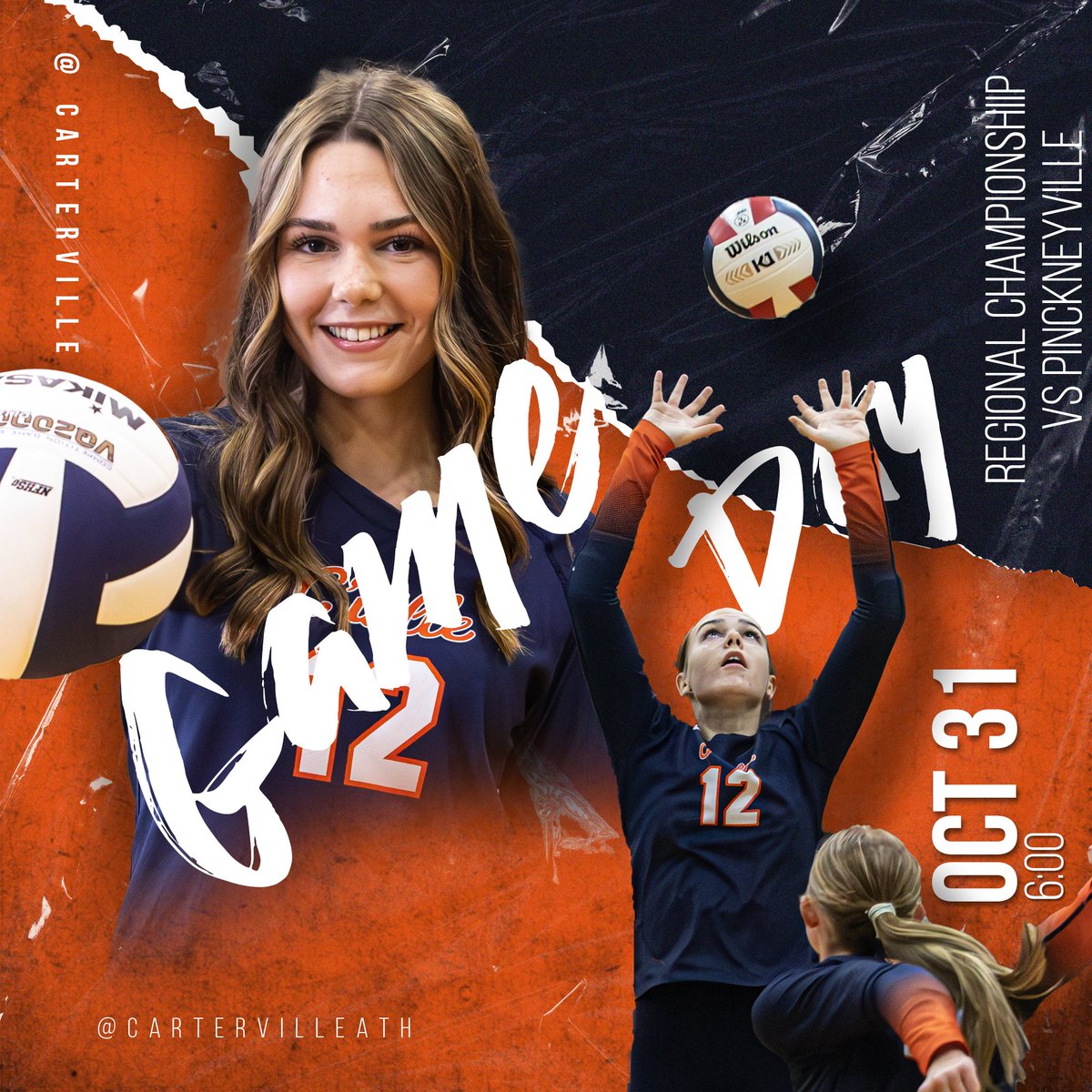 It's GAMEDAY! <a href="/CartervilleVB/">Carterville_VB</a> vs Pinckneyville. IHSA Regional Title on the line. Be there!