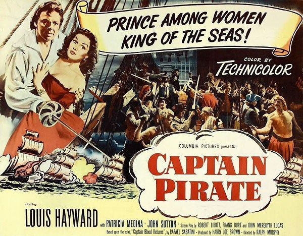 TalkingPicsTV's tweet photo. Swash your buckles with #LouisHayward in CAPTAIN PIRATE (1952) 🏴☠️ 🦜 1:15pm #TPTVsubtitles
#PatriciaMedina #JohnSutton co-star in this high seas adventure tale of a buccaneer forced back into action to clear his name! https://t.co/Nem4Drm7H4