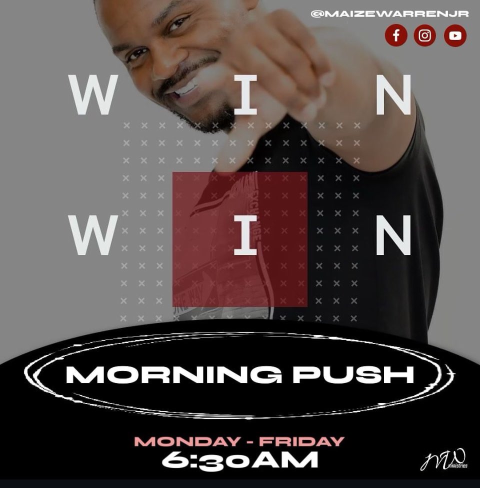MaizeWarrenJr's tweet image. Get your "Morning Push" with Pastor @maizewarrenjr 

Monday - Friday @6:30amCST...DON'T MISS IT! 

🚨Set your notifications🚨

#morningpush #maizewarrenjrministries #maizwarren #nola #neworleans #empowerment #encouragement #motivation @highlight @followers @TanethiaWarren