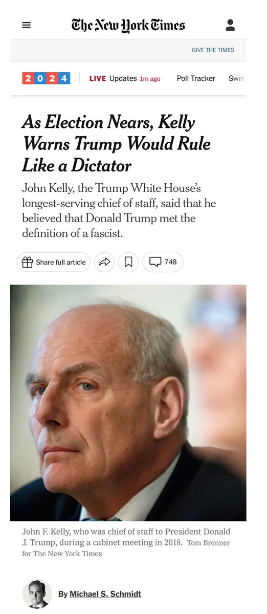 brianbeutler's tweet image. They put their own, historic exclusive from retired marine general John Kelly—Trump’s own chief of staff calling him a fascist and danger to America—on A12.