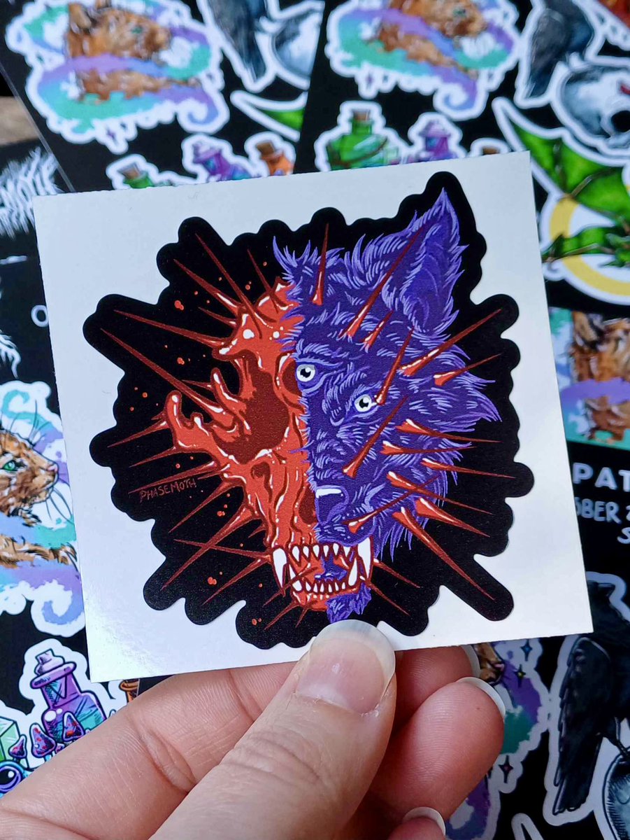 PhaseMoth's tweet photo. 🎃Happy Halloween~!🎃

You’ve only got til the end of TODAY to get this months Patreon sticker sheet - plus one of my thorn wolf vinyl stickers as a bonus~!

Any support is SO appreciated - I can’t thank my patrons enough! I send out handwritten Xmas cards in December too btw 🥰 https://t.co/EMrUoUiyAU